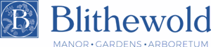 Blithewold logo featuring a circular emblem with the letter "B" and floral pattern, and text reading "Blithewold Manor · Gardens · Arboretum.