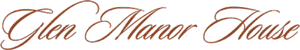 The image displays the words "Glen Manor House" in elegant, cursive brown lettering on a light background.