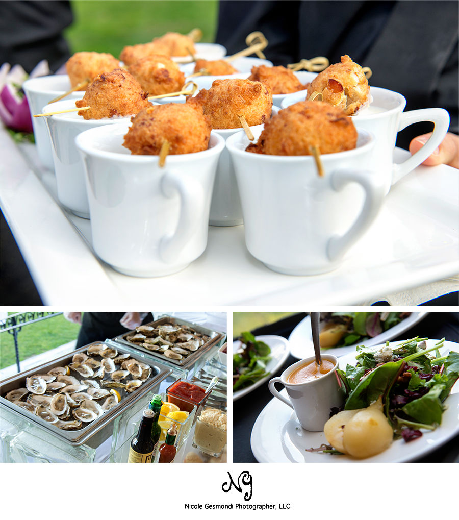 Mouth watering wedding appetizers, raw bar and salad with pears. Delish! Mouth watering wedding appetizers, raw bar and salad with pears. Delish!