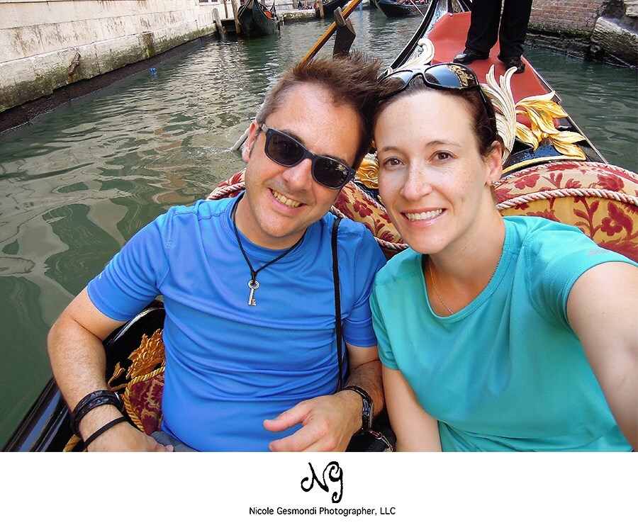 Newlyweds on a gondola ride in Venice, Italy Newlyweds on a gondola ride in Venice, Italy