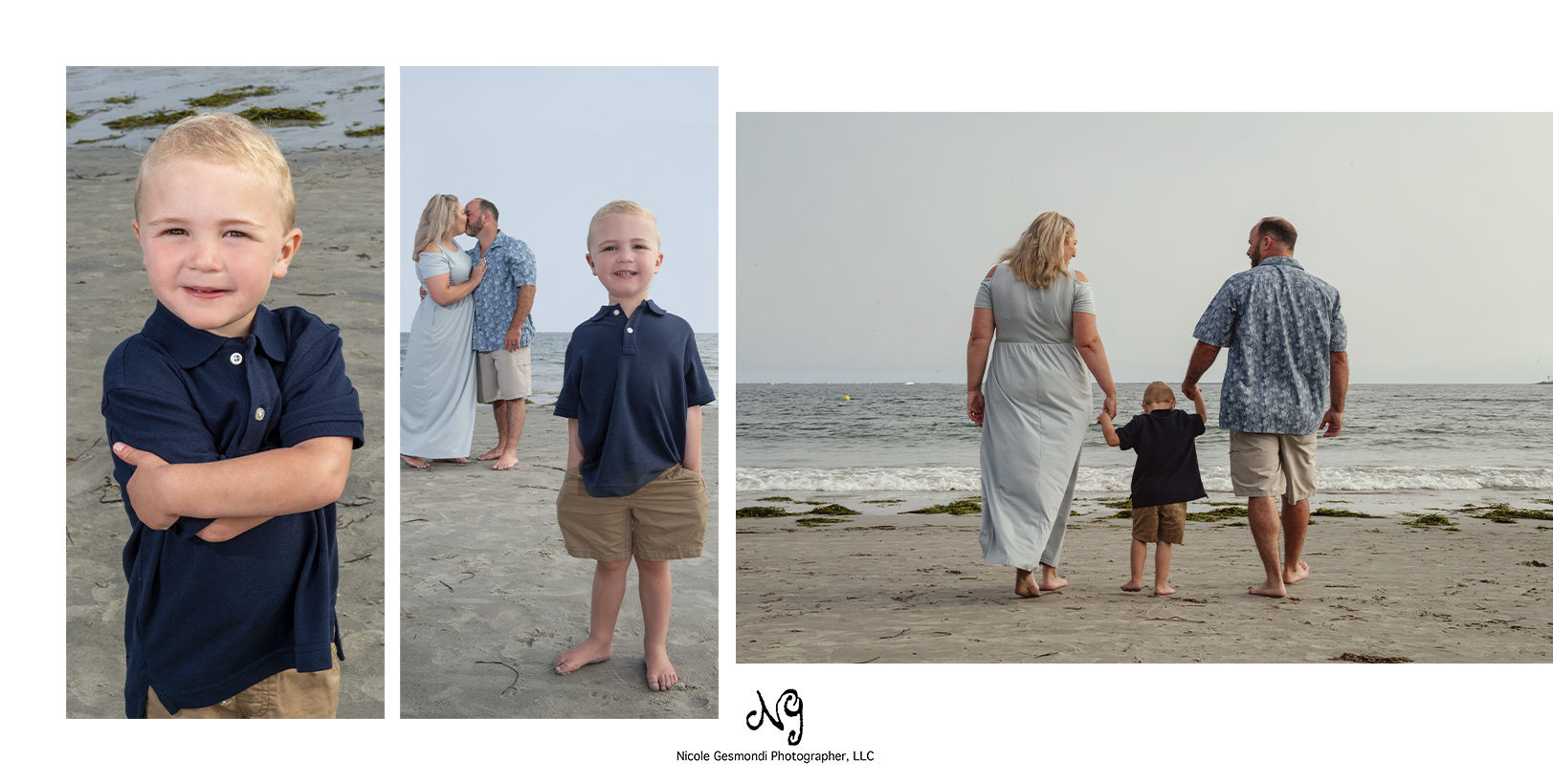 Summer Beach Portraits | Rhode Island Summer Beach Portrait with coordinating blue outfits