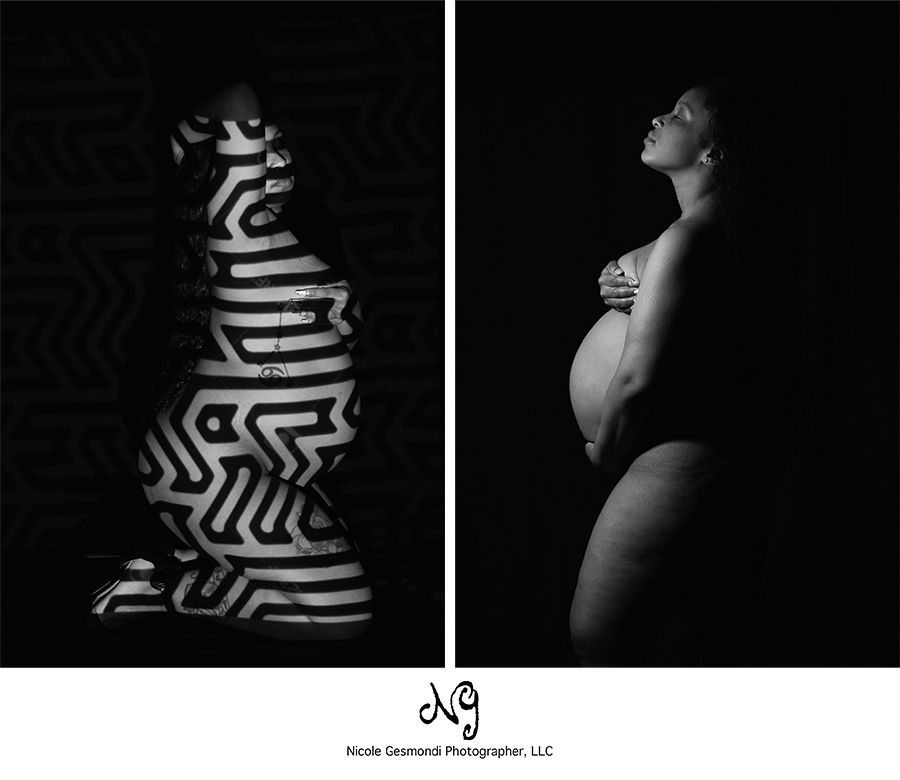 black and white abstract maternity boudoir photography