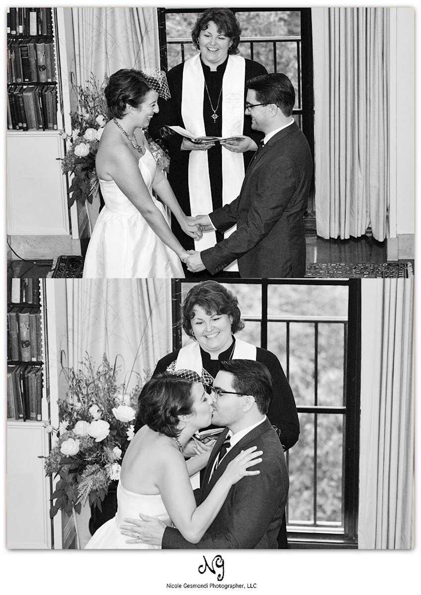 black and white photo of bride and groom wedding ceremony at boston athenaeum black and white photo of bride and groom wedding ceremony at boston athenaeum