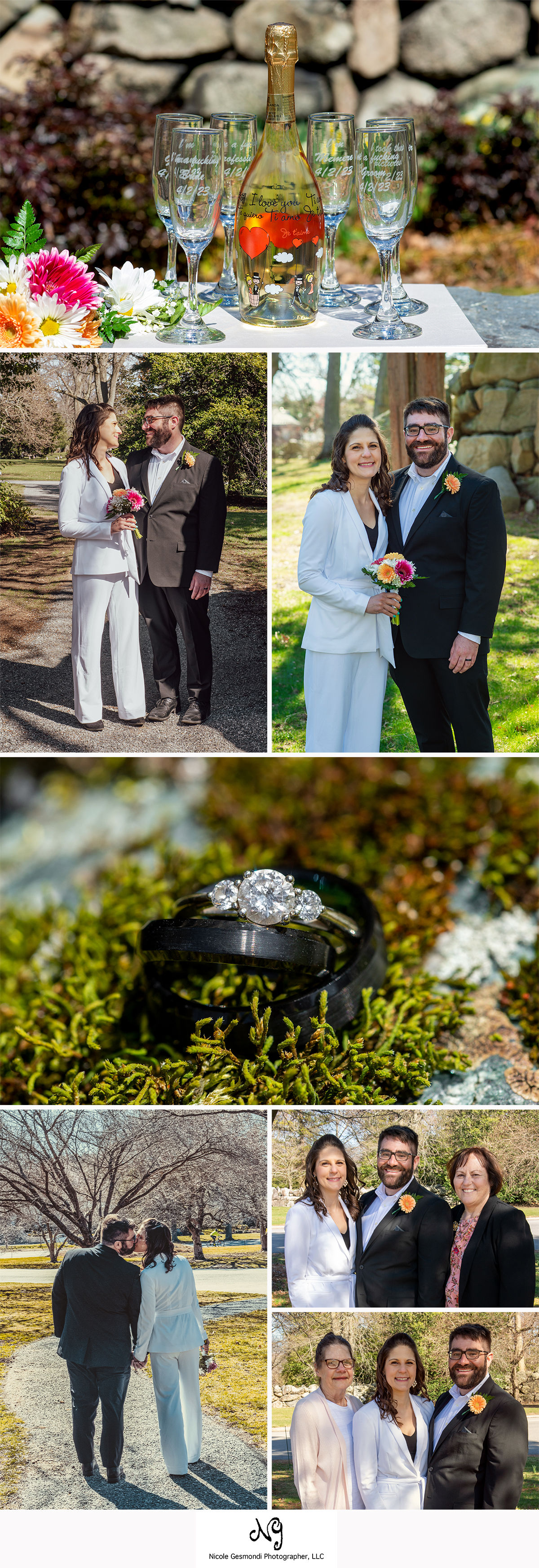 Outdoor wedding photos of intimate wedding Providence RI