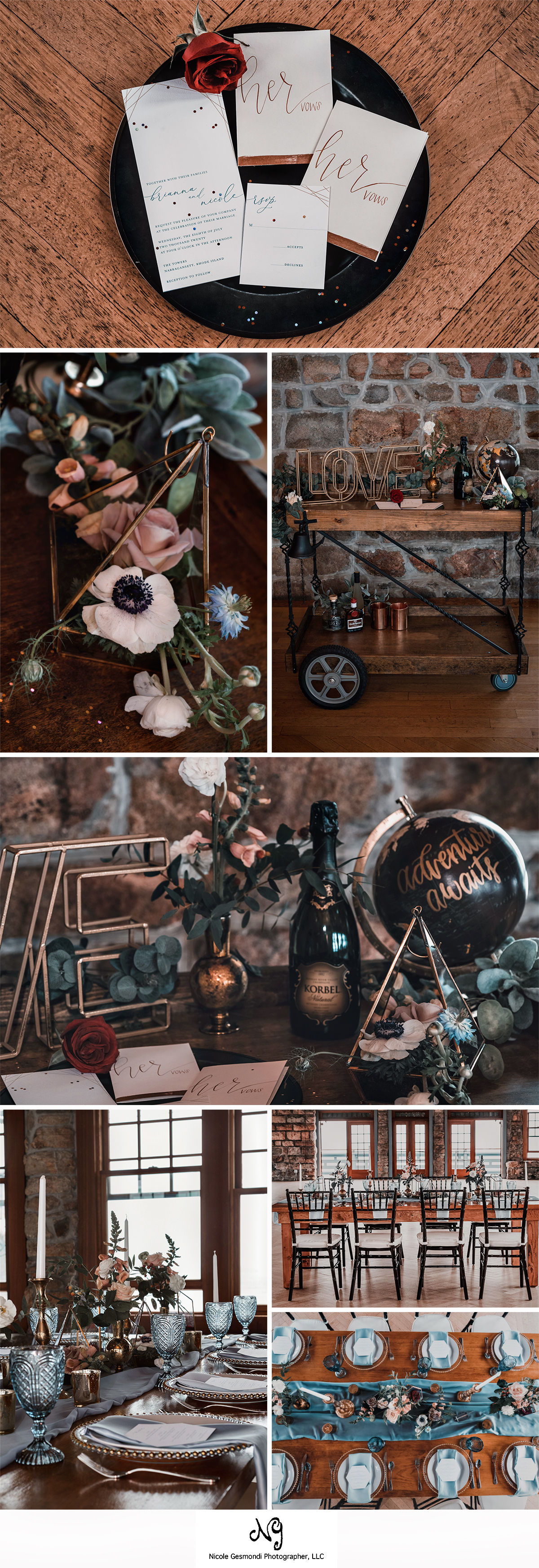 dark and moody coast boho style wedding shoot