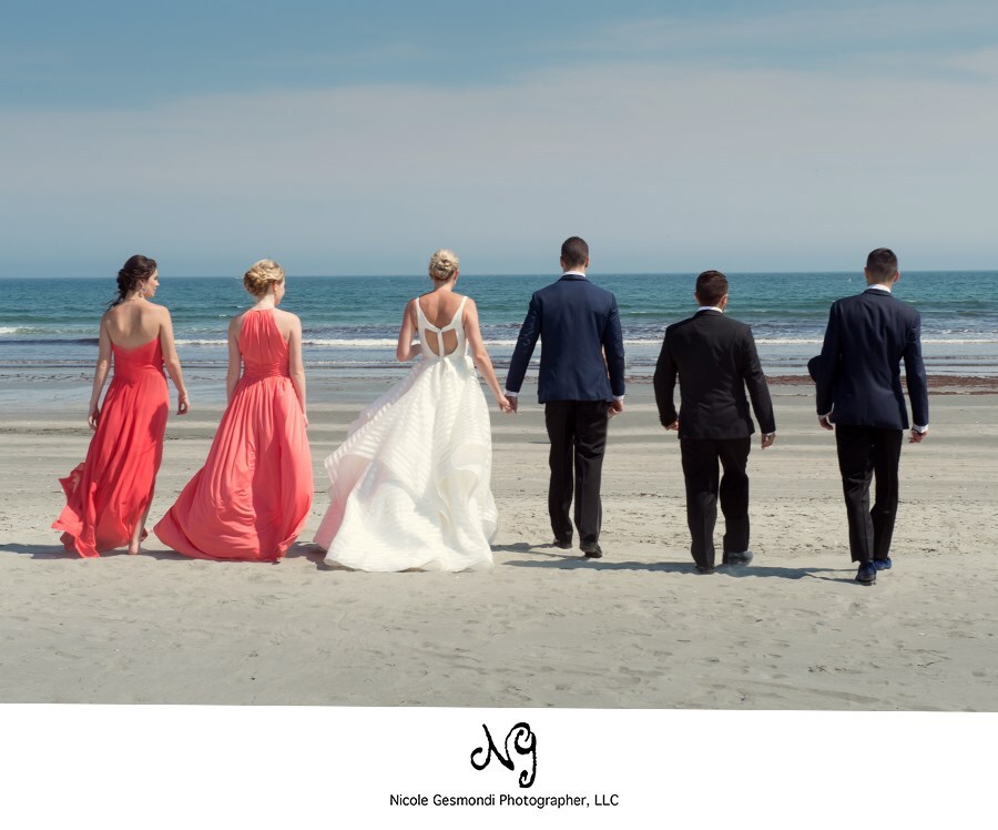 bridal party on Eastons Beach in Newport RI