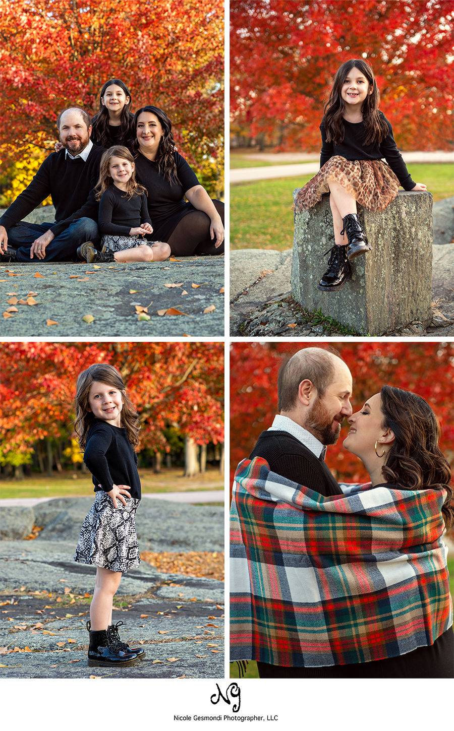 Outdoor fall family photos at Goddard Park in RI