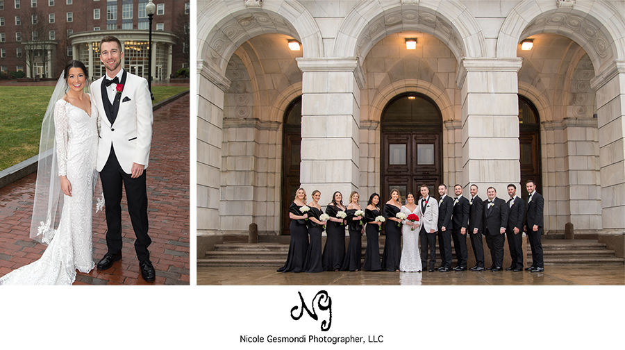 first look wedding photos at JWU providence wedding photos at RI State House in Providence