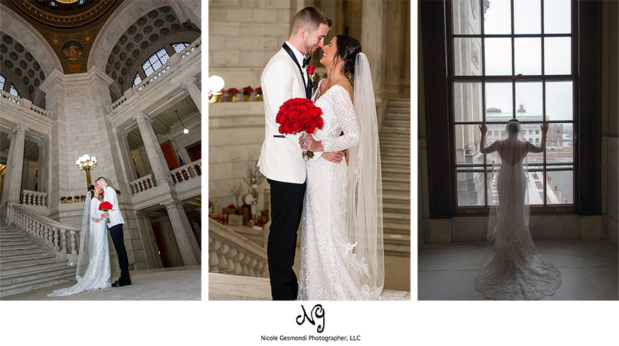 bride and groom wedding photos at RI State House bride and groom wedding photos at RI State House