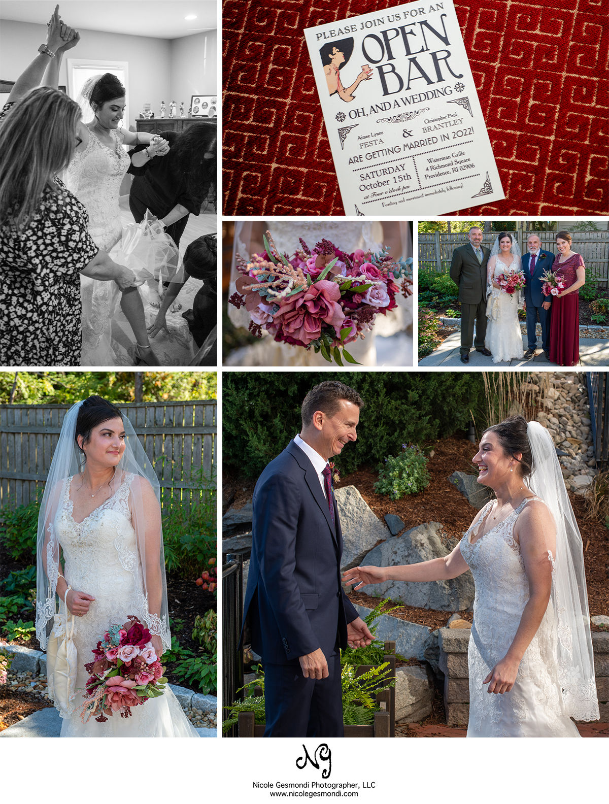 Wedding first look photos at waterman grille in providence ri