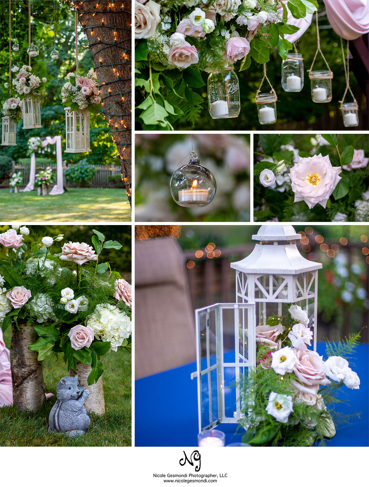 wedding floral decor for backyard wedding
