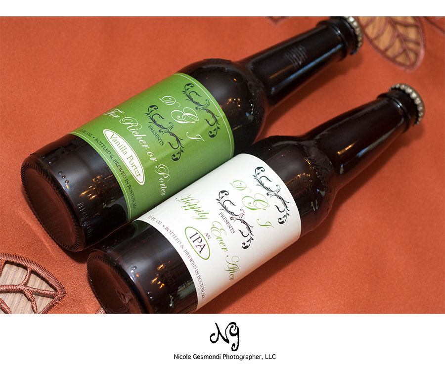 homemade beer that the Groom brewed with matching labels homemade beer that the Groom brewed with matching labels