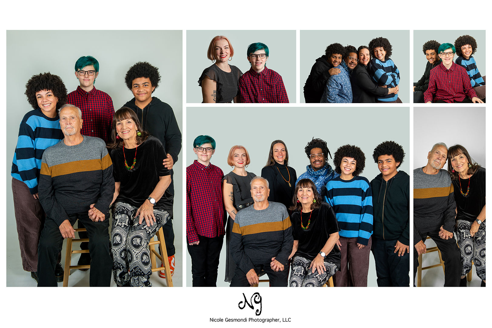 studio family portraits made into a collage as a gift