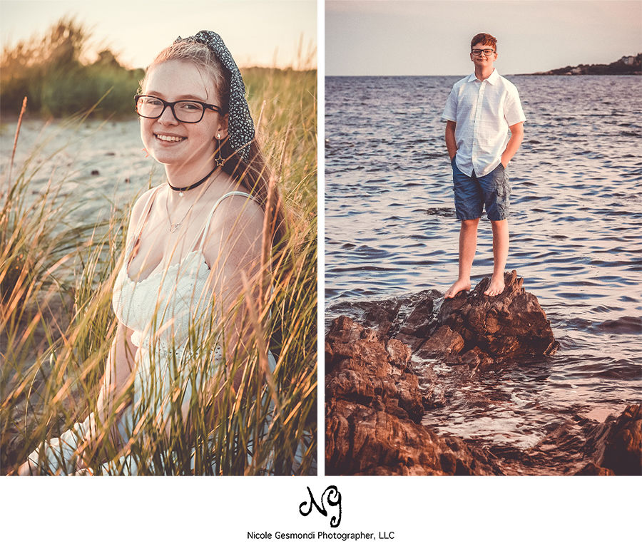 sunset beach senior portraits in Narragansett RI
