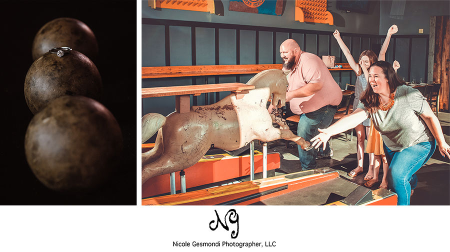 skee ball engagement photoshoot